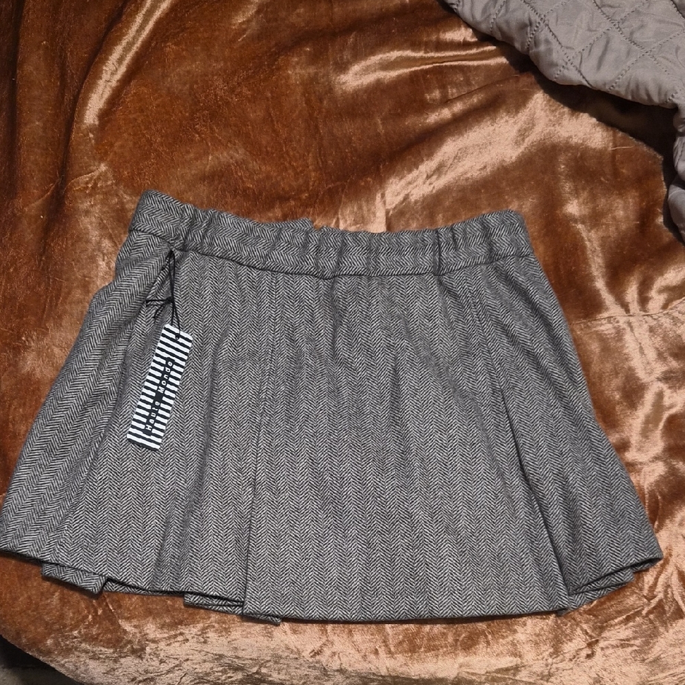 Gray Pleated Mini Skirt